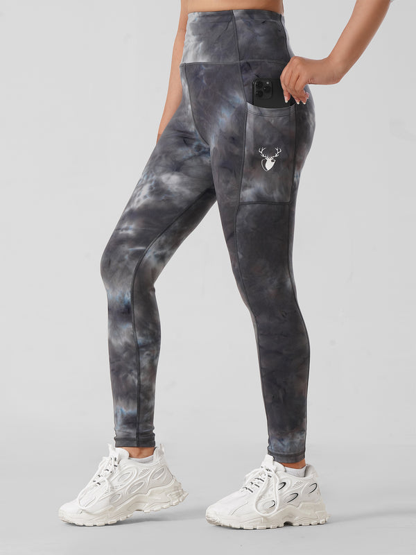 Grey tie & dye pocket legging